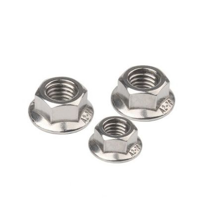 304 M8 Hex Lock Din6923 Auto bloccante Hexagon Flange Nut con trattamento superficiale semplice