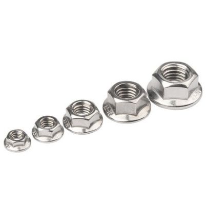 304 M8 Hex Lock Din6923 Auto bloccante Hexagon Flange Nut con trattamento superficiale semplice
