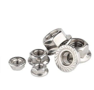 304 M8 Hex Lock Din6923 Auto bloccante Hexagon Flange Nut con trattamento superficiale semplice