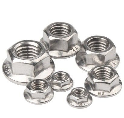 304 M8 Hex Lock Din6923 Auto bloccante Hexagon Flange Nut con trattamento superficiale semplice