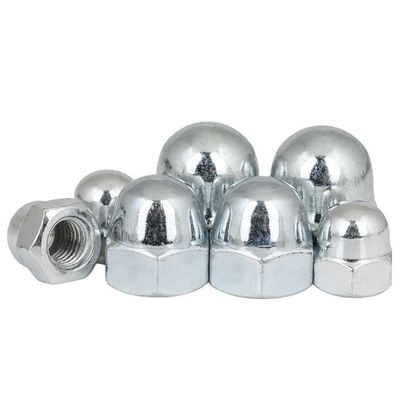 Fornitura diretta DIN1587 Noccioline con cappuccio a cupola esessuale in nichel galvanizzato bianco blu zinco