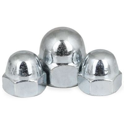 Fornitura diretta DIN1587 Noccioline con cappuccio a cupola esessuale in nichel galvanizzato bianco blu zinco
